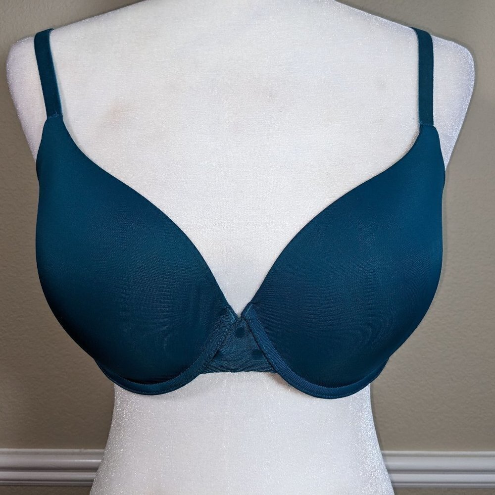 VS Uplift Semi Demi Teal Blue Polka Dot Mesh Band Bra 34DD(E) - Picture 5 of 5